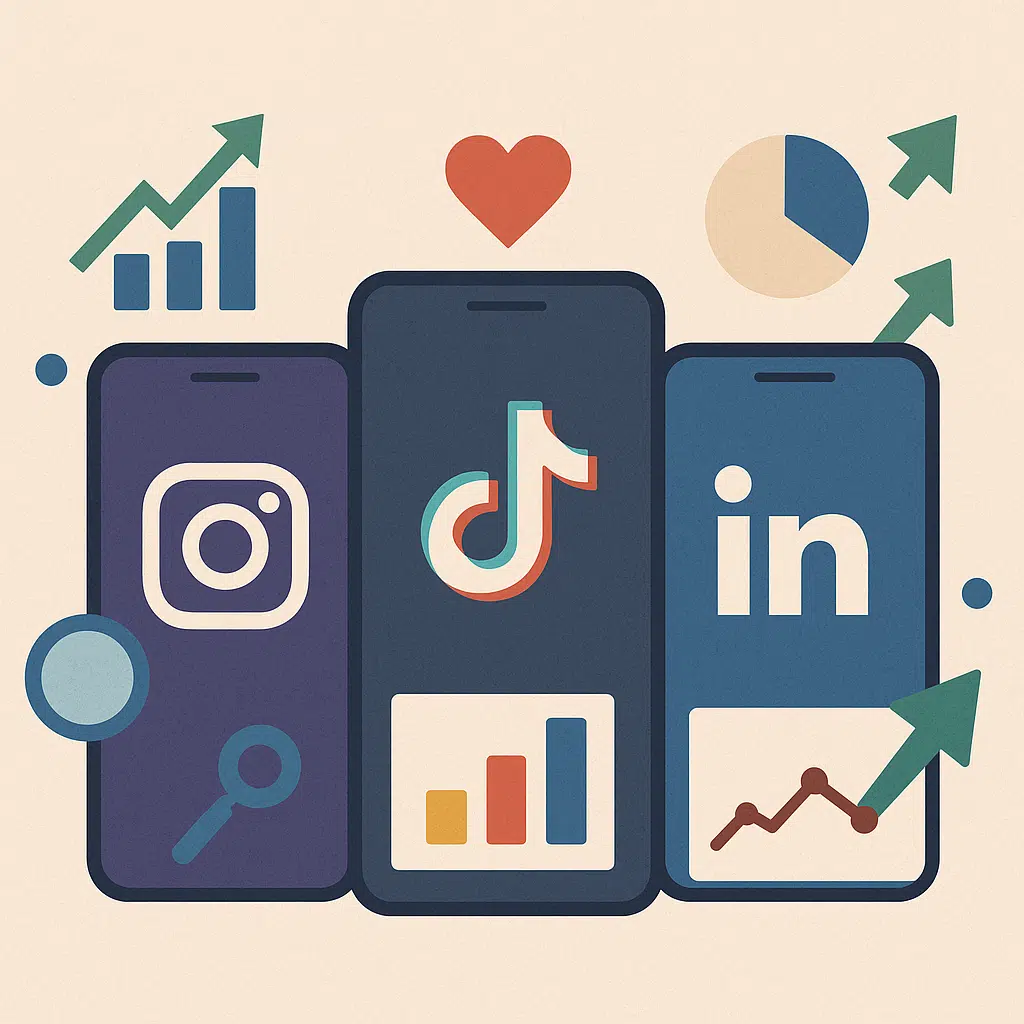 Image d'illustration article de blog BVN : Stratégies pour optimiser sa visibilité sur Instagram, TikTok et LinkedIn