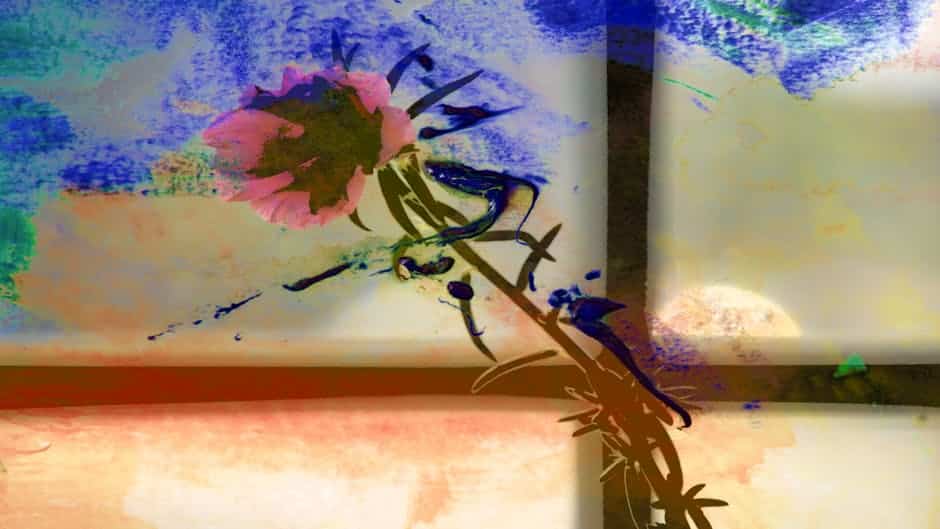 Rendu numérique d'une aquarelle florale éclatante mêlant des couleurs créatives.
