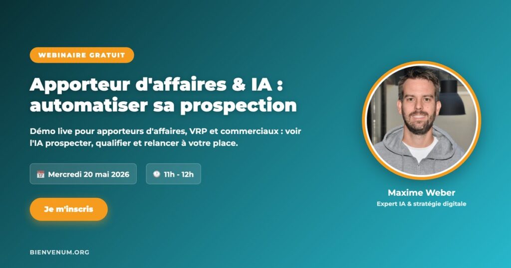 Webinaire BienveNum apporteur d'affaires VRP IA prospection mercredi 20 mai 2026 à 11h