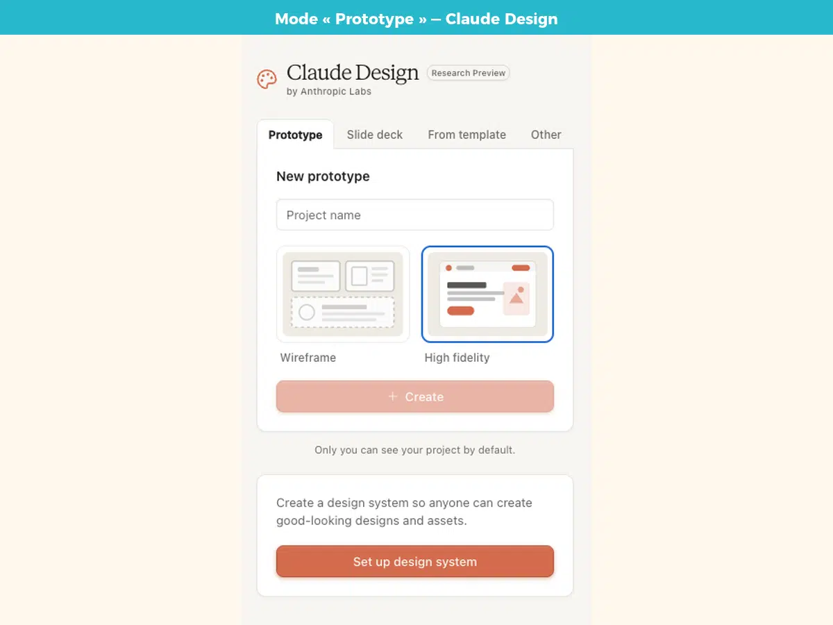 Mode Prototype de Claude Design : créer un wireframe ou un design high fidelity