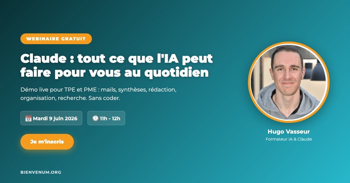 Webinaire BienveNum Hugo Vasseur tout ce que l'IA peut faire au quotidien mardi 9 juin à 11h