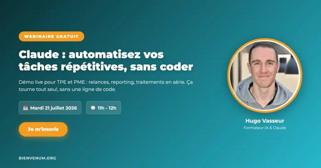 Webinaire Claude : automatisez vos tâches répétitives sans coder, démo live avec Hugo Vasseur