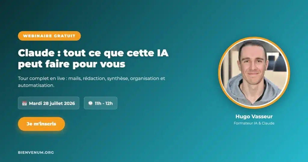 Webinaire gratuit BienveNum - Tout ce que Claude peut faire pour vous, démontré en direct avec Hugo Vasseur