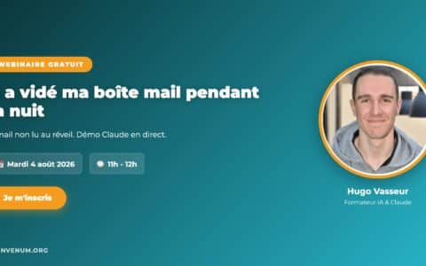 Webinaire BienveNum Hugo Vasseur gérer ses emails avec l'IA mardi 4 août 2026 à 11h