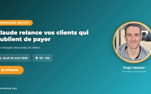Webinaire BienveNum Hugo Vasseur relance des impayés avec l'IA jeudi 20 août 2026 à 11h
