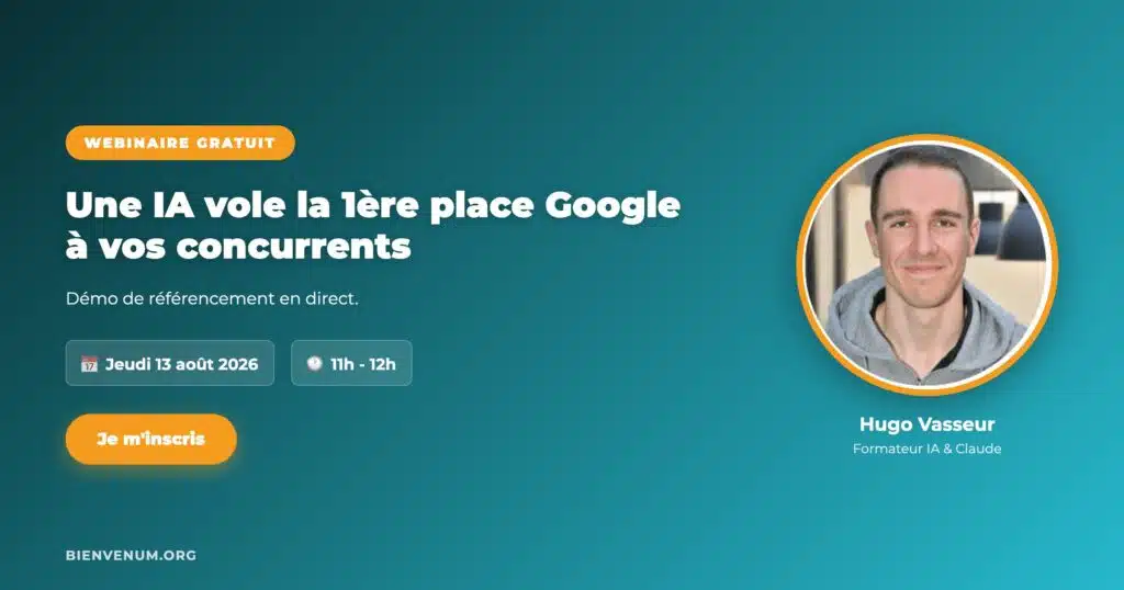 Webinaire BienveNum Hugo Vasseur référencement Google avec l'IA jeudi 13 août 2026 à 11h