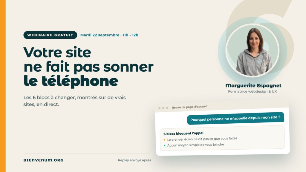 Webinaire BienveNum Marguerite Espagnet sur les 6 blocs qui font sonner le téléphone, mardi 22 septembre à 11h
