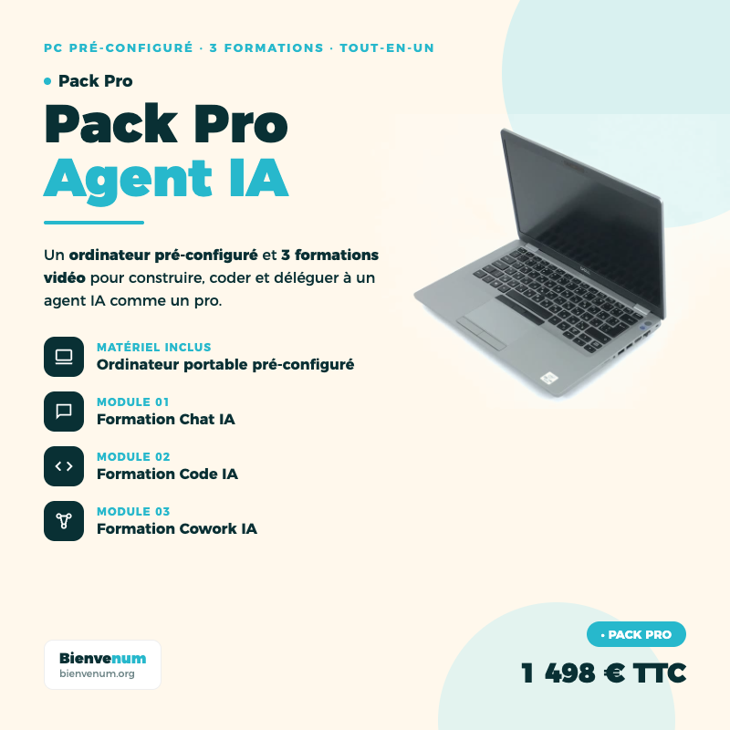 Pack Pro Agent IA, ordinateur portable reconditionné avec agent IA