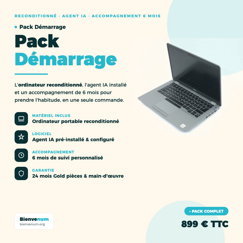PC Agent IA Pack Démarrage, ordinateur portable reconditionné avec agent IA