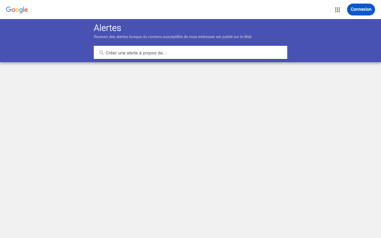Capture d'écran du formulaire de création d'alerte de Google Alertes