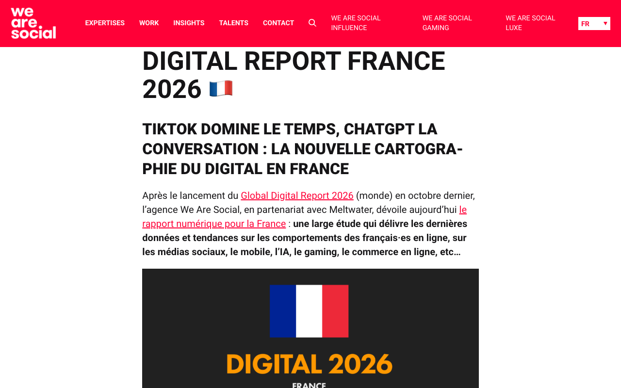 Capture d'écran du rapport Digital Report France 2026 de We Are Social