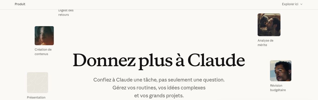 Page produit de Claude : donnez plus à Claude